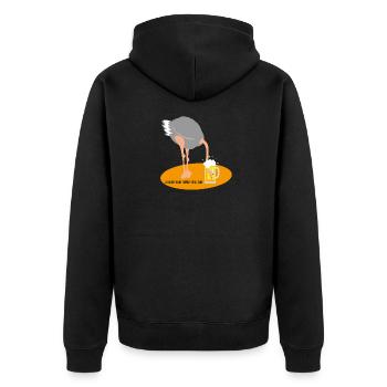 Head in the Sand (Ostrich Beer Edition) - Unisex Premium Organic Zip Hoodie - black - Back - Nico (187cm)