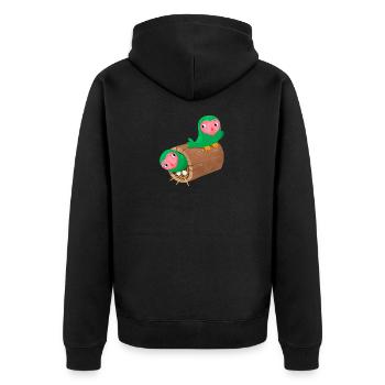 Nesting peach face lovebirds in a log - Unisex Premium Organic Zip Hoodie - black - Back - Nico (187cm)