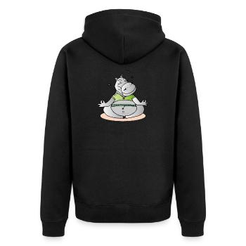 Hippo-Yoga - Unisex Premium Bio Zip Hoodie - Schwarz - Hinten - Nico (187cm)
