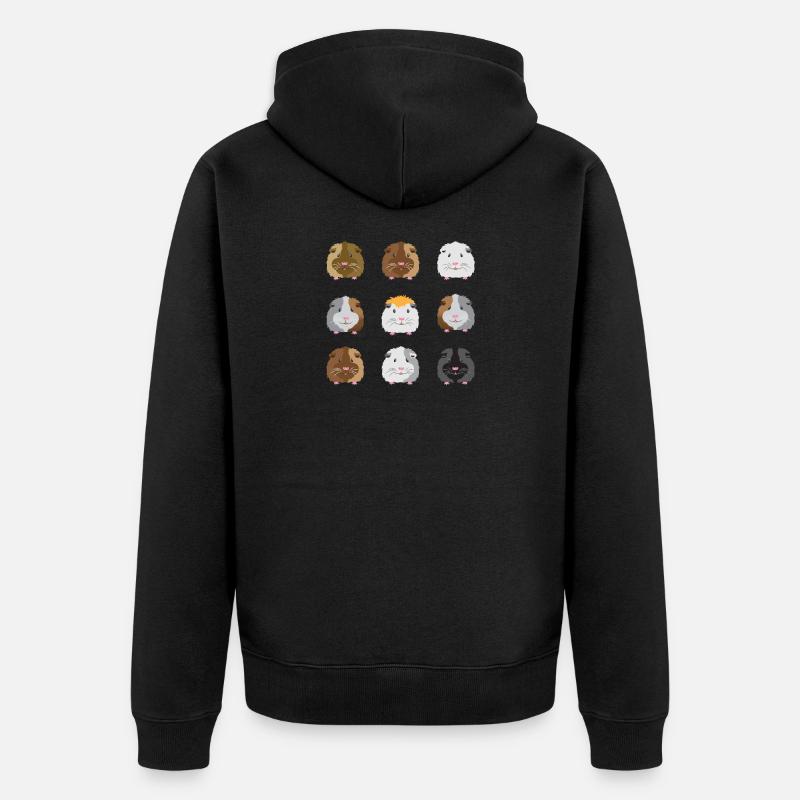 Nine guinea pigs faces - Unisex Premium Organic Zip Hoodie - black