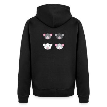 four mice rat faces - Unisex Premium Organic Zip Hoodie - black - Back - Nico (187cm)