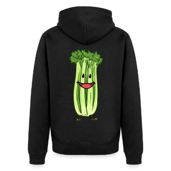 Celery Celery Vegetables Vegetarian Healthy - Unisex Premium Organic Zip Hoodie - black - Back - Nico (187cm)