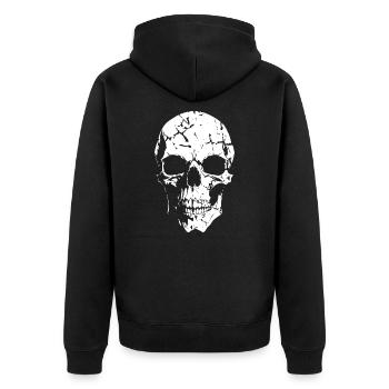 Totenkopf Skull Schädel - Unisex Premium Organic Zip Hoodie - black - Back - Nico (187cm)