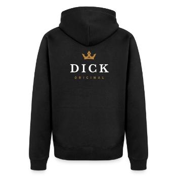 Dick Original Family Logo - Unisex Premium Organic Zip Hoodie - black - Back - Nico (187cm)
