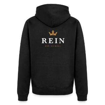 Rein Original Familienlogo - Unisex Premium Bio Zip Hoodie - Schwarz - Hinten - Nico (187cm)