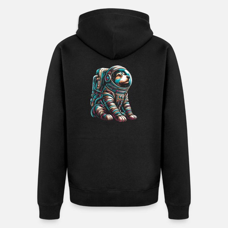 Chien astronaute - Veste à capuche bio Premium Unisexe - noir