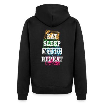 Eat Sleep Music Repeat - Unisex Premium Bio Zip Hoodie - Schwarz - Hinten - Nico (187cm)
