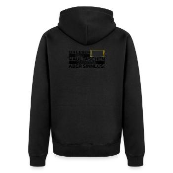 Maultaschen Schwaben Schwäbisches Lieblingsessen - Unisex Premium Bio Zip Hoodie - Schwarz - Hinten - Nico (187cm)