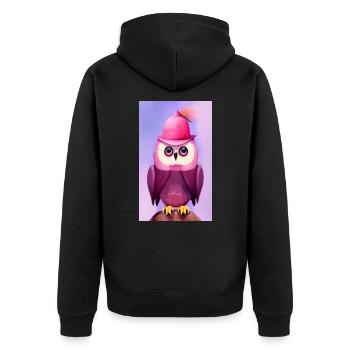 Eule mit Hut - Unisex Premium Bio Zip Hoodie - Schwarz - Hinten - Nico (187cm)