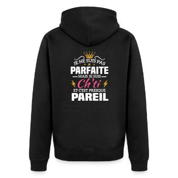 Pas parfaite mais je suis ch'ti - Veste à capuche bio Premium Unisexe - noir - Dos - Nico (187cm)