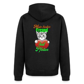 Katzenpfote Katzen Katzenfreund Katzenbesitzer - Unisex Premium Bio Zip Hoodie - Schwarz - Hinten - Nico (187cm)