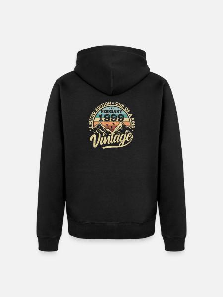 Février 1999 Vintage Rétro, Février 1999 Cadeau - Veste à capuche bio Premium Unisexe - noir
