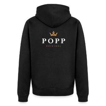Popp Original Family Logo - Unisex Premium Organic Zip Hoodie - black - Back - Nico (187cm)
