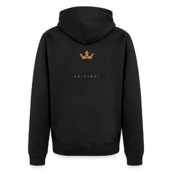 Rein Original Familienlogo - Unisex Premium Bio Zip Hoodie - Schwarz - Hinten - Nico (187cm)