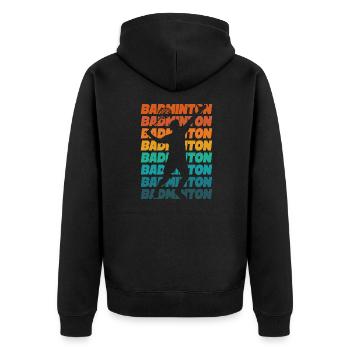 Badminton Badminton Player Racket Ball - Unisex Premium Organic Zip Hoodie - black - Back - Nico (187cm)