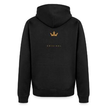 Doll Original Familienlogo - Unisex Premium Bio Zip Hoodie - Schwarz - Hinten - Nico (187cm)