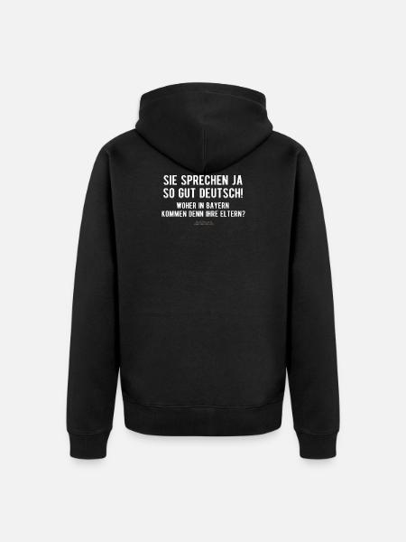 T-shirt énonciations parlent allemand - Veste à capuche bio Premium Unisexe - noir