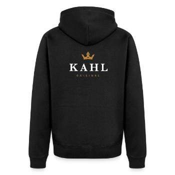 Kahl Original Familienlogo - Unisex Premium Bio Zip Hoodie - Schwarz - Hinten - Nico (187cm)