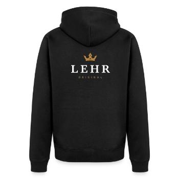 Lehr Original Familienlogo - Unisex Premium Bio Zip Hoodie - Schwarz - Hinten - Nico (187cm)