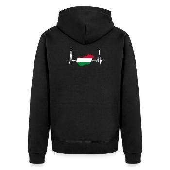 Ungarn Flagge Land Karte Herzschlag - Unisex Premium Bio Zip Hoodie - Schwarz - Hinten - Nico (187cm)