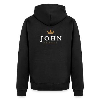 Logo de la famille John Original - Veste à capuche bio Premium Unisexe - noir - Dos - Nico (187cm)