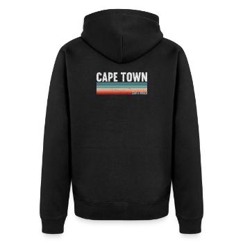 Kapstadt Südafrika - Unisex Premium Bio Zip Hoodie - Schwarz - Hinten - Nico (187cm)
