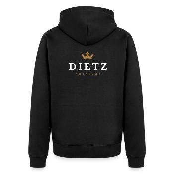 Dietz Original Familienlogo - Unisex Premium Bio Zip Hoodie - Schwarz - Hinten - Nico (187cm)