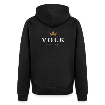 Volk Original Familienlogo - Unisex Premium Bio Zip Hoodie - Schwarz - Hinten - Nico (187cm)