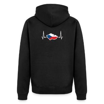 Tschechien Karte Flagge Herzschlag EKG - Unisex Premium Bio Zip Hoodie - Schwarz - Hinten - Nico (187cm)