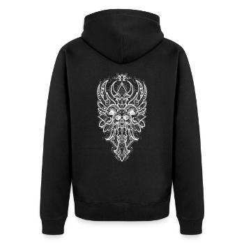 Kreuz mit Totenkopf - Unisex Premium Bio Zip Hoodie - Schwarz - Hinten - Nico (187cm)