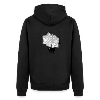 Moderne Natur - Unisex Premium Bio Zip Hoodie - Schwarz - Hinten - Nico (187cm)