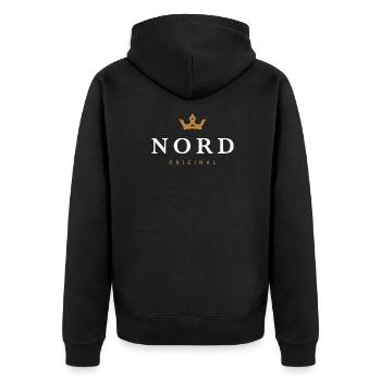 Nord Original Familienlogo - Unisex Premium Bio Zip Hoodie - Schwarz - Hinten - Nico (187cm)