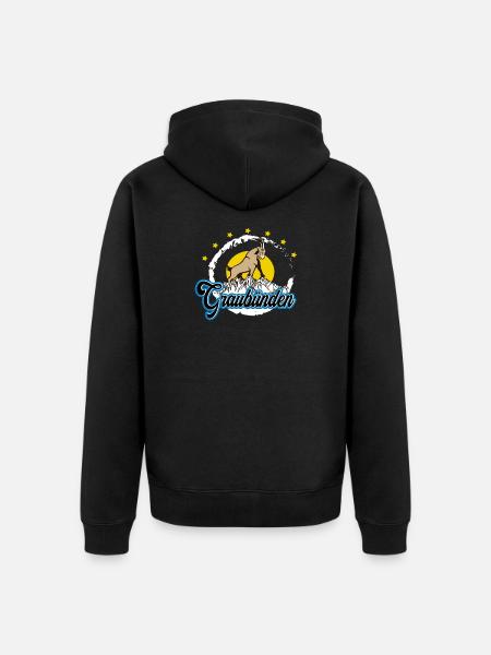 Graubünden Steinbock Summit - Unisex Premium Bio Zip Hoodie - Schwarz