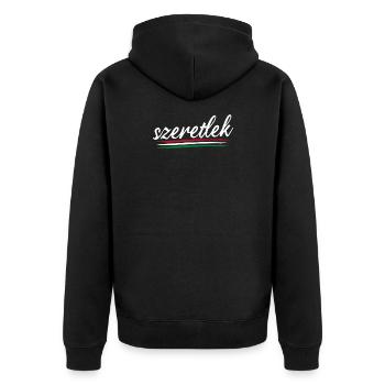 Szeretlek - Ich Liebe Dich Ungarisch - Unisex Premium Bio Zip Hoodie - Schwarz - Hinten - Nico (187cm)