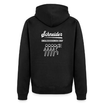 Schneider Chef Selbstständigkeit Schneiderei - Unisex Premium Bio Zip Hoodie - Schwarz - Hinten - Nico (187cm)