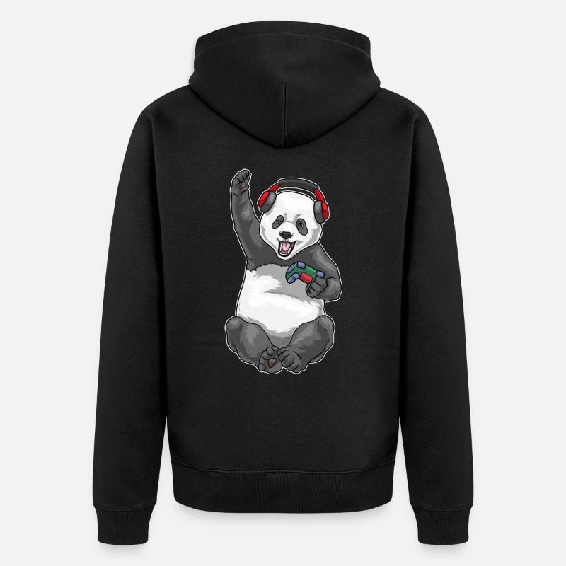 Panda Gamer Controller - Unisex Premium Bio Zip Hoodie - Schwarz