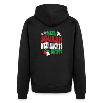 Squash Weihnachten Outfit Squashspieler XMAS - Unisex Premium Bio Zip Hoodie - Schwarz - Hinten - Nico (187cm)