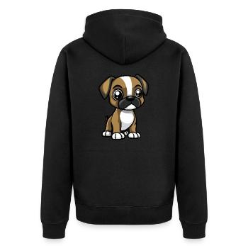 Boxer Hund Niedlich - Unisex Premium Bio Zip Hoodie - Schwarz - Hinten - Nico (187cm)