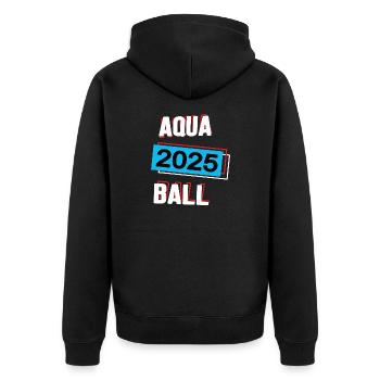 Aquaball 2025 Aquaballer Aquaballspieler Spieler - Unisex Premium Bio Zip Hoodie - Schwarz - Hinten - Nico (187cm)