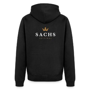 Sachs Original Familienlogo - Unisex Premium Bio Zip Hoodie - Schwarz - Hinten - Nico (187cm)