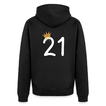 21 - Unisex Premium Organic Zip Hoodie - black - Back - Nico (187cm)