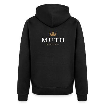 Logo original de la famille Muth - Veste à capuche bio Premium Unisexe - noir - Dos - Nico (187cm)