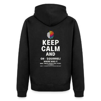 Keep calm and ADHD funny squirrel neurodiversity - Unisex Premium Organic Zip Hoodie - black - Back - Nico (187cm)