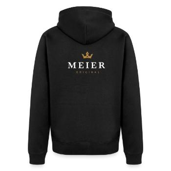 Meier Original Familienlogo - Unisex Premium Bio Zip Hoodie - Schwarz - Hinten - Nico (187cm)