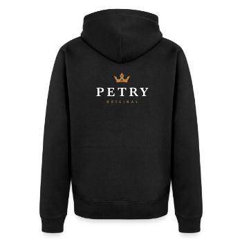 Petry Original Family Logo - Unisex Premium Organic Zip Hoodie - black - Back - Nico (187cm)