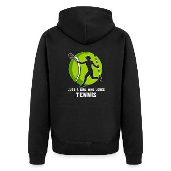 Juste une fille qui aime le tennis - Veste à capuche bio Premium Unisexe - noir - Dos - Nico (187cm)