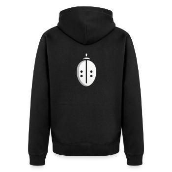 "Mask up, game on", fencing slogan - Unisex Premium Organic Zip Hoodie - black - Back - Nico (187cm)