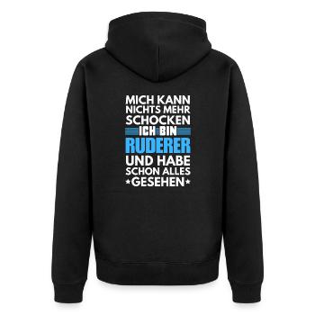 Nicht schockbarer Ruderer - Unisex Premium Bio Zip Hoodie - Schwarz - Hinten - Nico (187cm)
