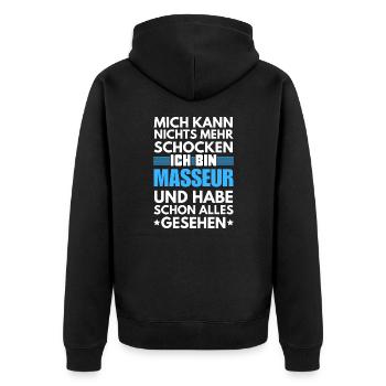 Masseur non choquable - Veste à capuche bio Premium Unisexe - noir - Dos - Nico (187cm)