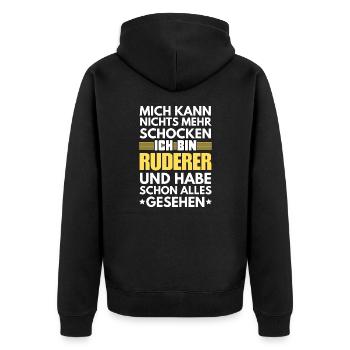 Nicht schockbarer Ruderer - Unisex Premium Bio Zip Hoodie - Schwarz - Hinten - Nico (187cm)